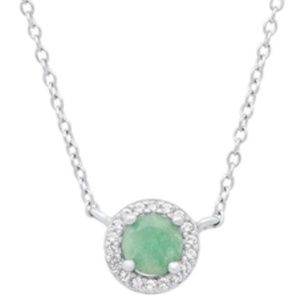 Sterling silver genuine emerald white Topaz 16in